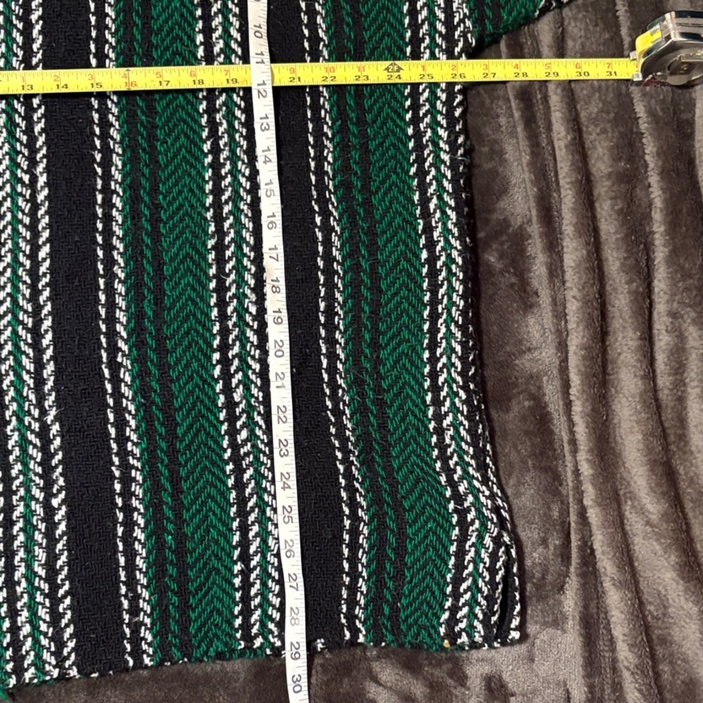 Mexican Woven Baja- Rug Hoodie Black Green & white Striped Baja Hoodie XL - Picture 3 of 10